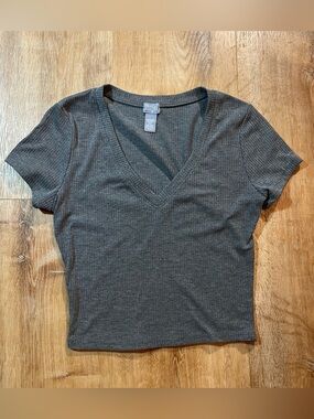 Tilly's Gray Ribbed Crop Top